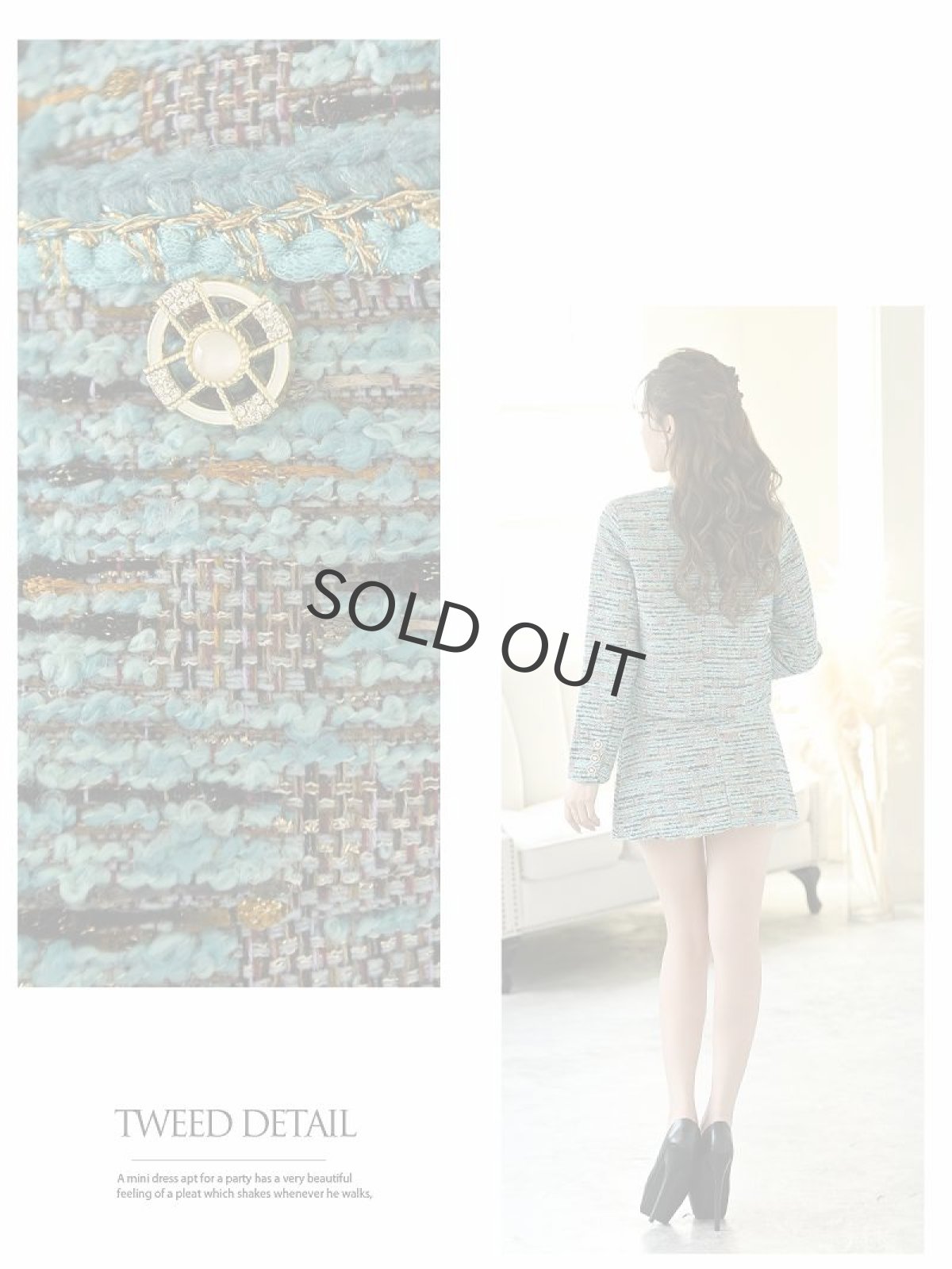 画像3: フォーマルスーツ レディーススーツ 式スーツ ツイード 体型カバー Belsia.LUX(S/M/L)(ミント) (3)