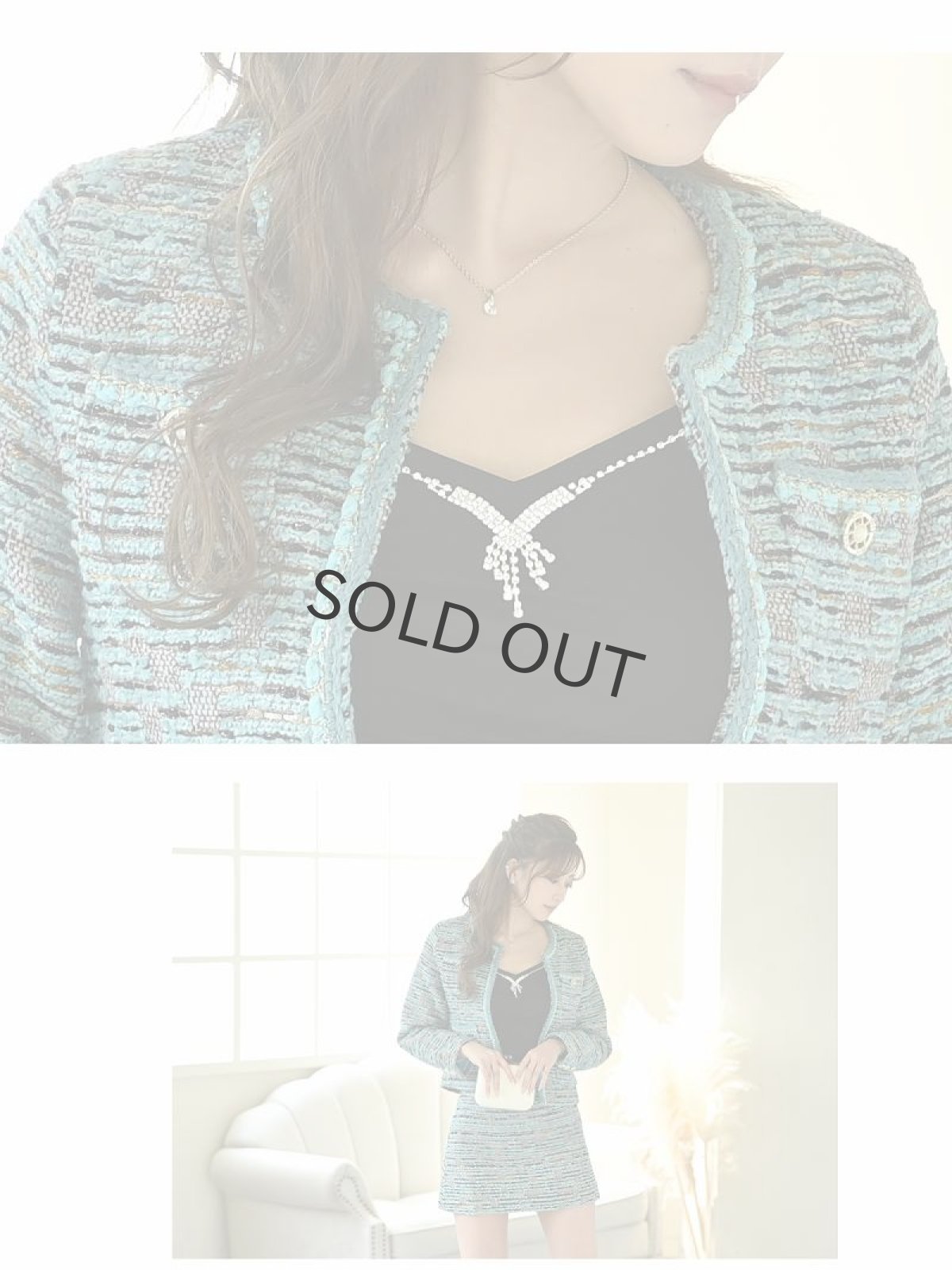 画像5: フォーマルスーツ レディーススーツ 式スーツ ツイード 体型カバー Belsia.LUX(S/M/L)(ミント) (5)