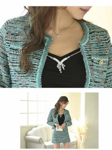 画像5: フォーマルスーツ レディーススーツ 式スーツ ツイード 体型カバー Belsia.LUX(S/M/L)(ミント) (5)