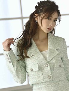 画像5: 若いスーツ 王道スーツ ツイード セットアップスーツ 春カラー Belsia(S/M/L)(ブラック/ミント) (5)