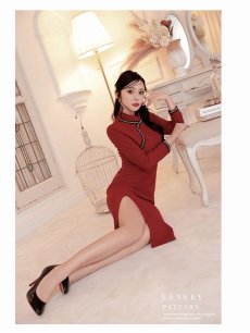 画像2: ワンピース キャバドレス チャイナ風 韓国風 上品 膝丈 おしゃれ DaysPiece(S/M)(ブラック/ワイン) (2)