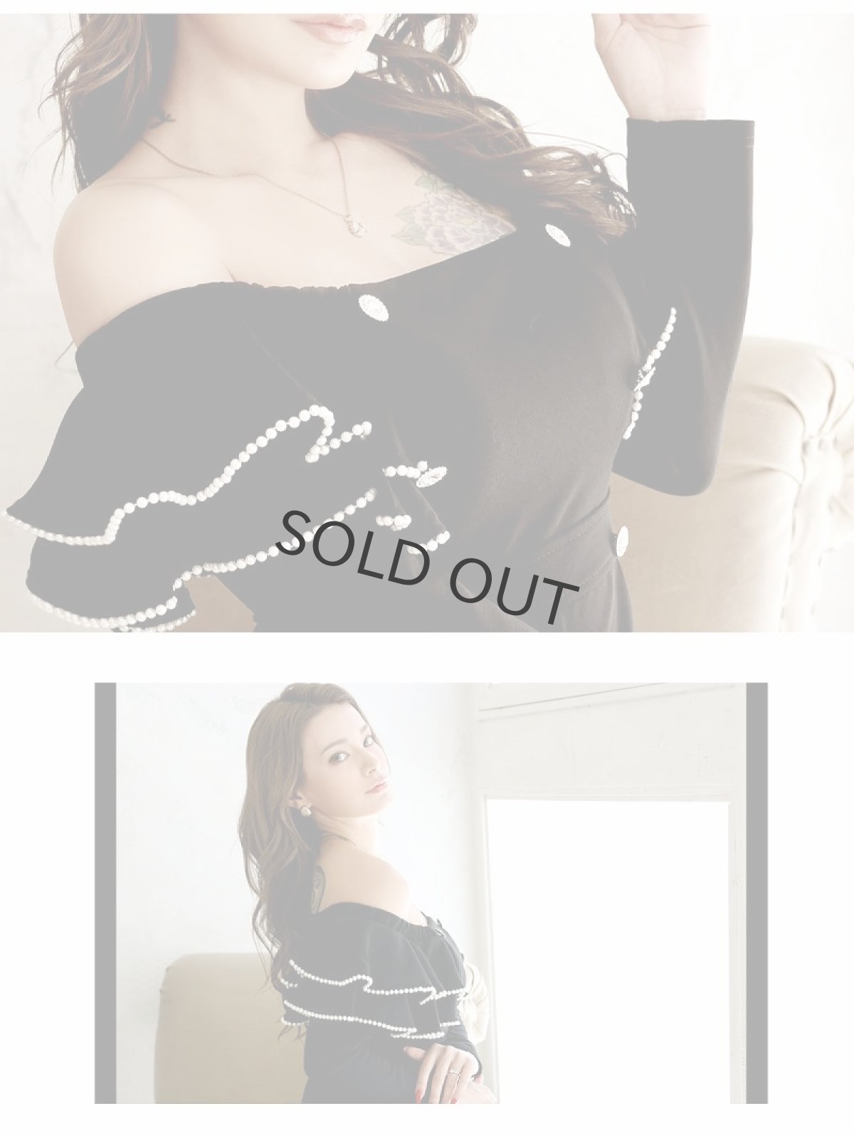 画像3: キャバドレス ミニ 韓国 フリル デコルテ 長袖 ワンカラードレス DaysPiece(S/M/L)(ブラック/ミント) (3)