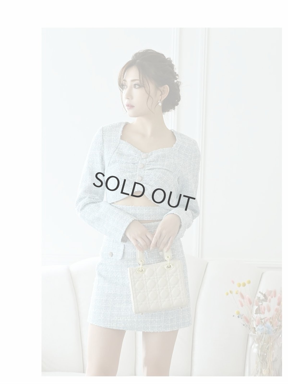 画像5: フォーマルスーツ ショート丈 ツイード ママスーツ 韓国 Belsia(S/M/L)(ピンク/ブルー/ブラック) (5)