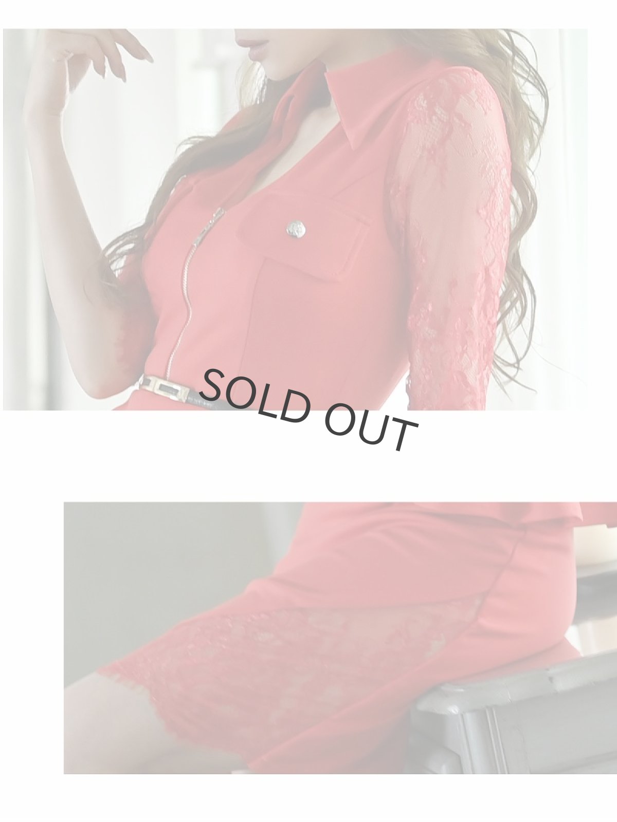 画像3: 大きいサイズ レース タイトミニ ペプラム 体型カバー Belsia(S/M/L/XL)(ブラック/オレンジ) (3)