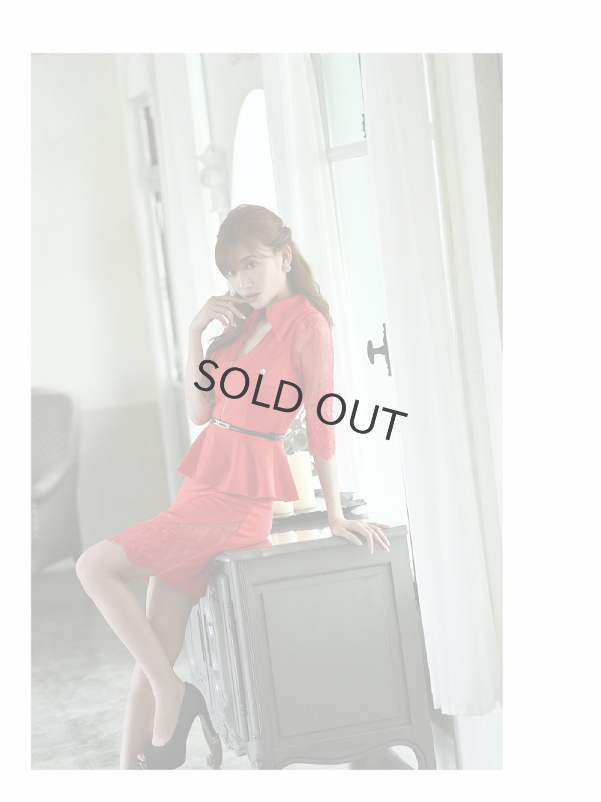 画像5: 大きいサイズ レース タイトミニ ペプラム 体型カバー Belsia(S/M/L/XL)(ブラック/オレンジ) (5)