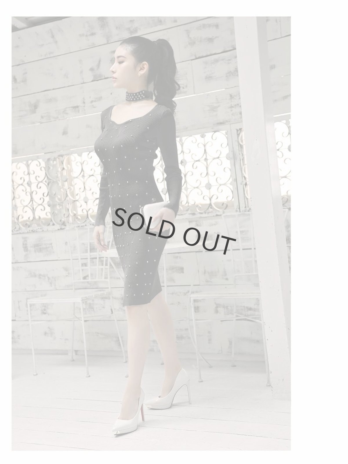 画像5: ニットワンピース ビジュー 豪華 上品 韓国風 DaysPiece(M)(ブラック/ブルー) (5)