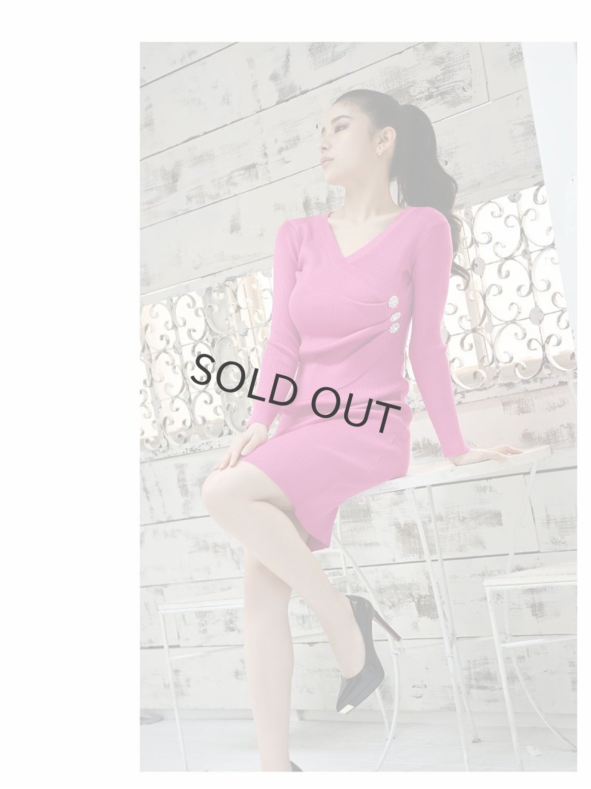 画像3: 春ニット 韓国風 ニットワンピース ビジュー 上品 DaysPiece(M)(ブルー/ピンク/ブラック/ベージュ) (3)