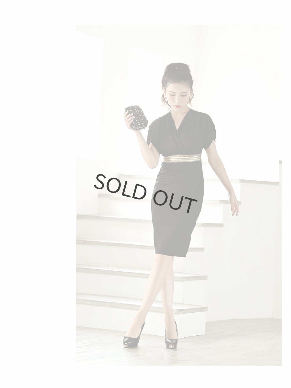 画像2: 韓国 膝丈 キャバワンピ ドルマン 半袖 DaysPiece(S/M/L)(ブラック) (2)