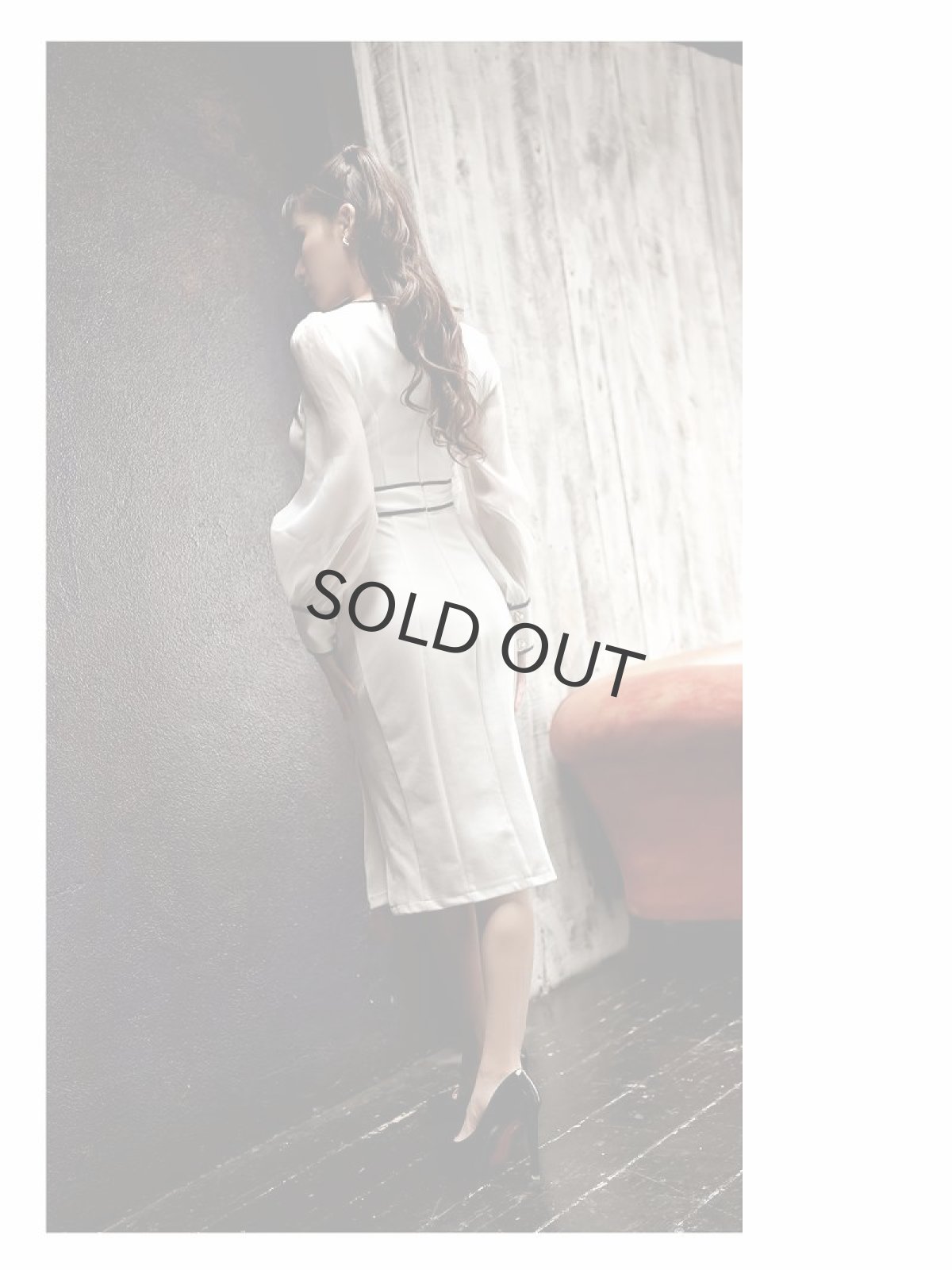 画像4: ワンピース キャバドレス 韓国 キャバワンピ 膝丈 タイトワンピース 袖付き DaysPiece(S/M/L/XL)(ブラック/ホワイト) (4)