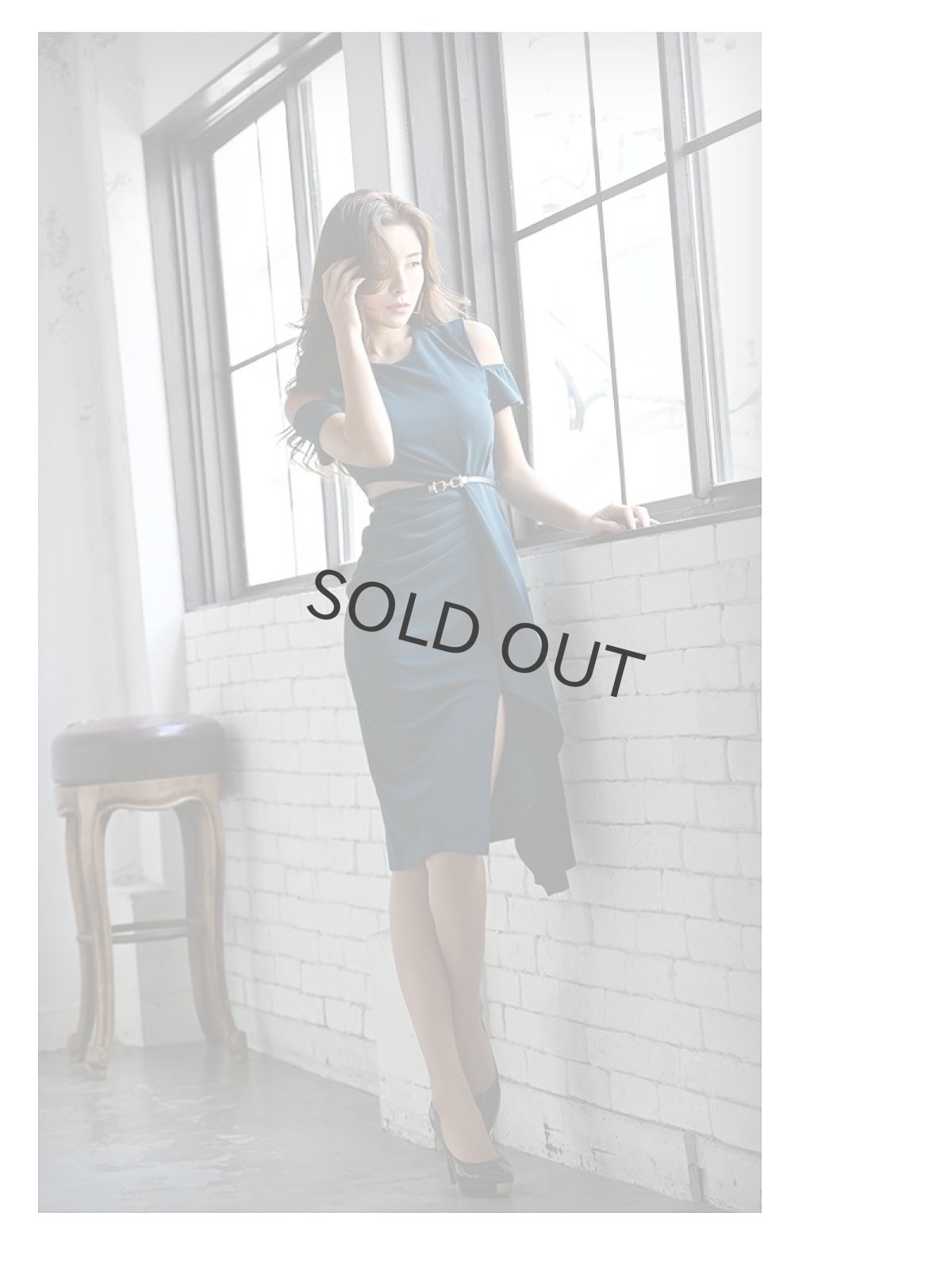 画像2: 韓国ドレス 膝丈 袖付き ワンカラー ドレープ DaysPiece(S/M/L)(グリーン/プラム) (2)