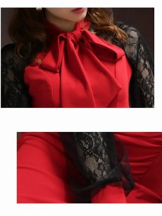 画像3: 袖付き 赤 長袖 クリスマス バイカラー Belsia(S/M/L/XL)(レッド) (3)