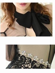 画像3: 袖付き 上品 ブランドドレス 秋 綺麗 Belsia(S/M/L/XL)(ブラック×ベージュ) (3)