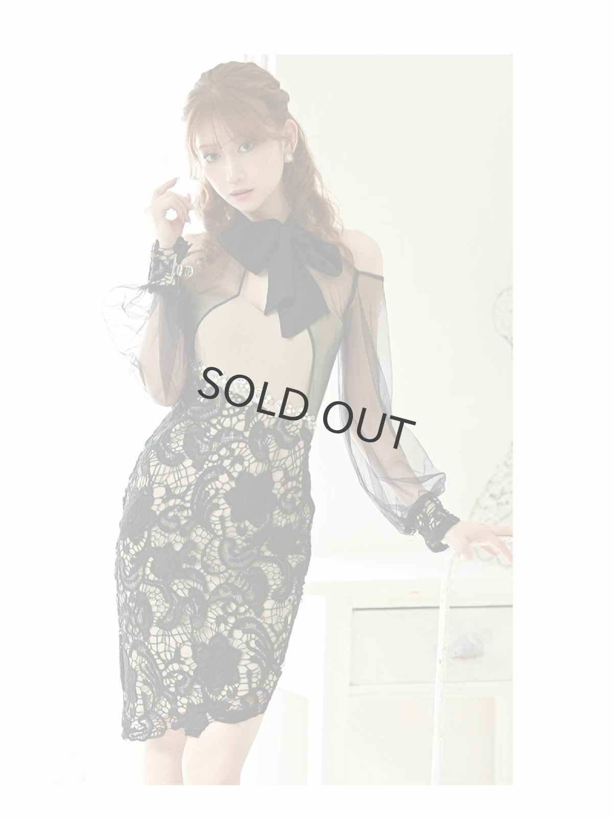 画像5: 袖付き 上品 ブランドドレス 秋 綺麗 Belsia(S/M/L/XL)(ブラック×ベージュ) (5)