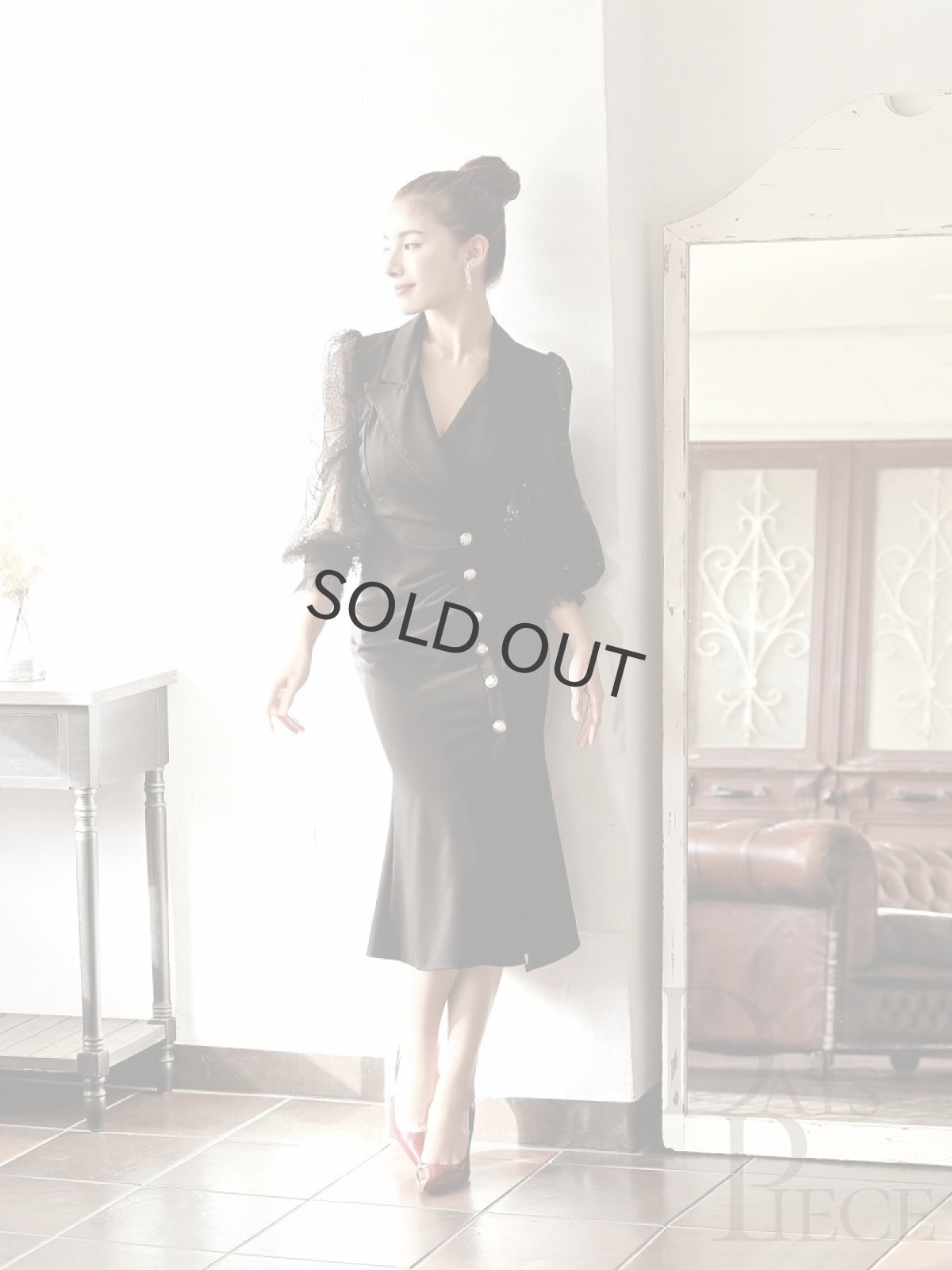 画像3: 袖付き カシュクール 膝丈 韓国 パーティードレス DaysPiece(M/L/XL)(ブラック/レッド/ベージュ) (3)