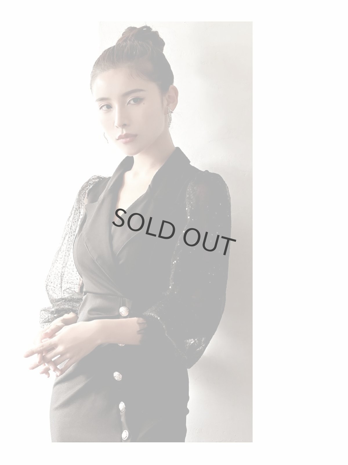 画像4: 袖付き カシュクール 膝丈 韓国 パーティードレス DaysPiece(M/L/XL)(ブラック/レッド/ベージュ) (4)