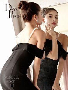 画像1: キャバドレス ミニ 黒 膝丈 韓国 パール 上品 DaysPiece(S/M/L/XL)(ブラック) (1)