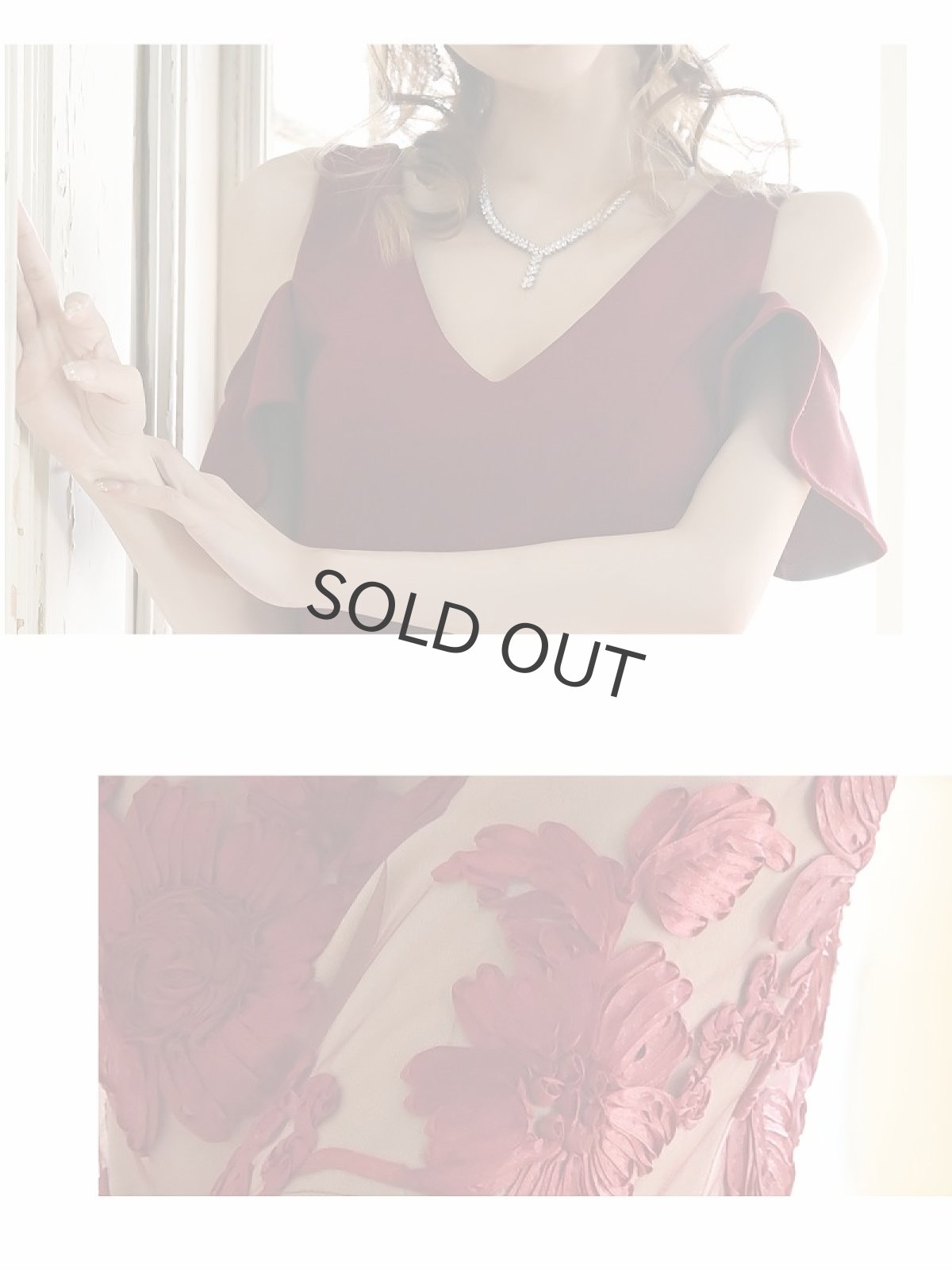 画像3: 肩出し ミディ丈 同伴 上品 大人 Belsia(S/M/L)(ワイン/ベージュ/ターコイズ) (3)