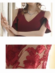 画像3: 肩出し ミディ丈 同伴 上品 大人 Belsia(S/M/L)(ワイン/ベージュ/ターコイズ) (3)