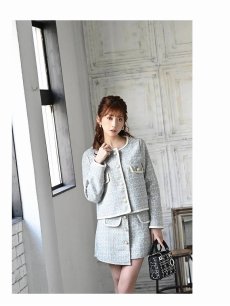 画像5: ツイード フォーマルスーツ ママスーツ ツィード かわいい Belsia.LUX(S/M/L)(ブラック/ブルー) (5)