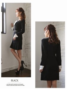 画像5: キャバ嬢 袖付き 上品 黒 同伴 Belsia(M)(ブラック) (5)
