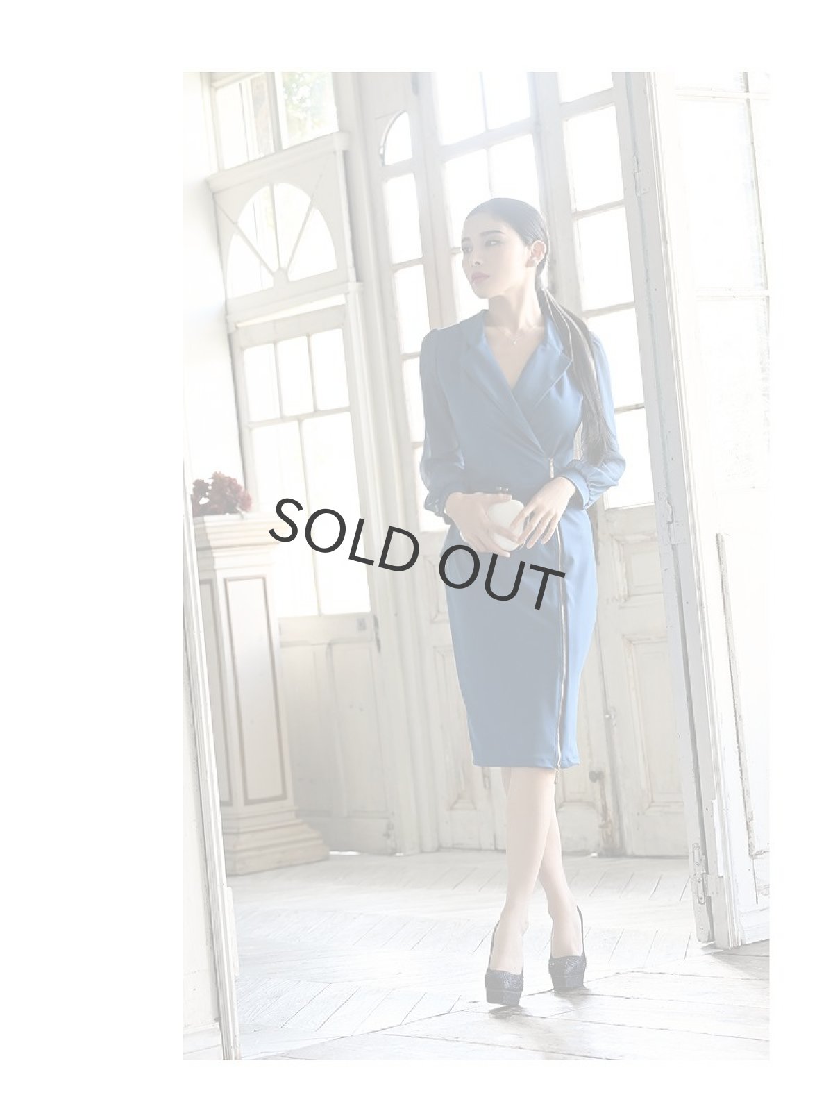 画像2: 韓国 シャツワンピース 同伴 キャバ嬢 ワンカラー DaysPiece(M/L)(ブラック/ブルー/レッド) (2)