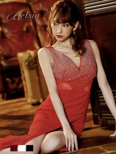 画像1: クリスマスドレス スリット 色気 パーティードレス キャバ嬢 Belsia(S/M/L)(ブラック/ホワイト/レッド) (1)
