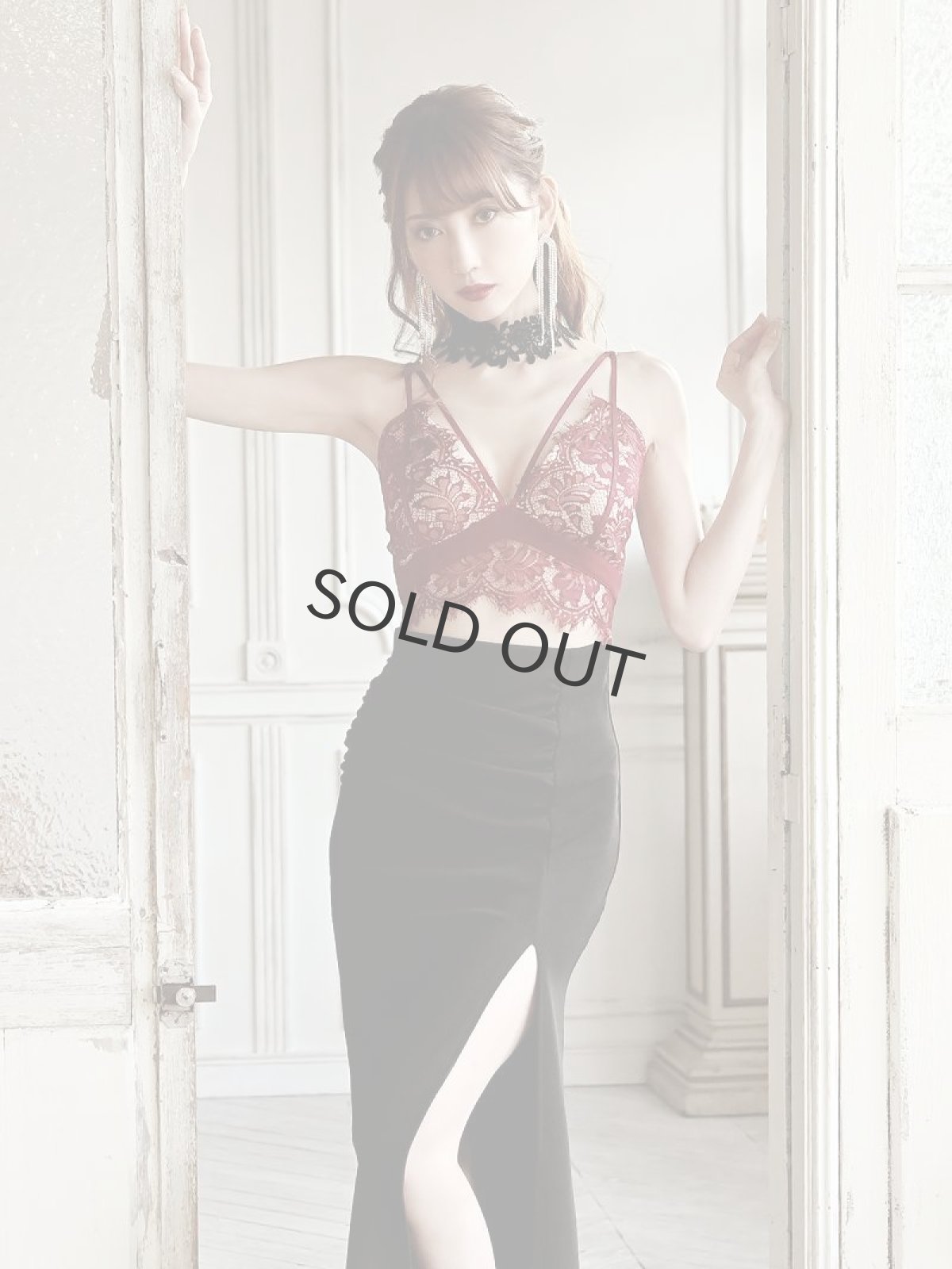 画像2: キャバドレス ロング スリット えちえち セクシー 大人 キャバ嬢 Belsia(S/M/L)(ブラック/ワイン) (2)