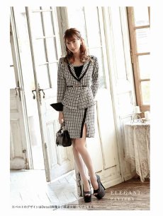 画像2: 千鳥格子 上品 ハレの日 フォーマル 上品 Belsia.LUX(S/M/L)(ブラック) (2)