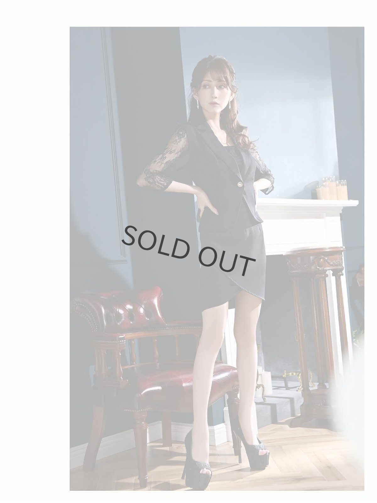 画像2: キャバスーツ キャバ嬢 同伴 上品 七分袖 ベージュスーツ Belsia(S/M/L/XL(2L))(ブラック) (2)