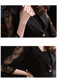 画像3: 袖レースタイトスカートブラックレディーススーツ 加賀美早紀 着用 キャバスーツ【Belsia/ベルシア】(S/M/L)(ブラック) (3)