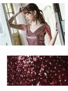 画像3: ミディ丈 グラデーション 華やか スパンコール タイト Belsia(M/L)(レッド/ブルー) (3)