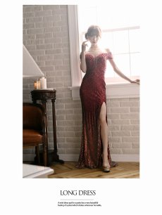 画像2: ロング 高級 キラキラ バースデー 誕生日 Belsia.LUX(S/M/L)(ブラック/レッド) (2)