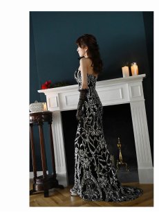 画像3: キャバドレス ロング ロング 黒 インポート マーメイド キラキラ Belsia.LUX(S/M/L)(ブラック) (3)