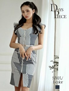 画像1: ワンピース キャバドレス 韓国ドレス 青 サマードレス 同伴 セレブ DaysPiece(S/M/L)(ネイビー) (1)