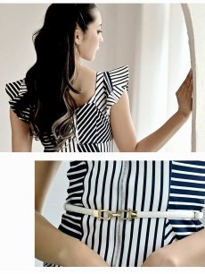 画像3: ワンピース キャバドレス 韓国ドレス 青 サマードレス 同伴 セレブ DaysPiece(S/M/L)(ネイビー) (3)