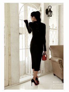 画像4: ブラック ワンピース ギャザー 袖付き 上品 DaysPiece(S/M/L)(ブラック) (4)