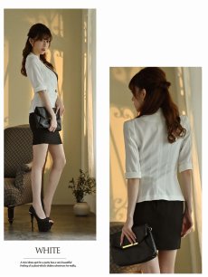 画像5: キャバスーツ XXXL 大きいサイズ サマースーツ ナイトスーツ シンプル Belsia(S/M/L/2L/3L/4L)(ブラック/ホワイト) (5)