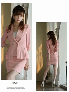 画像4: ※一部予約販売※キャバスーツ ピンク サマースーツ 大きいサイズ XXL XL Belsia(S/M/L/2L/3L)(ピンク/ブラック) (4)
