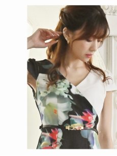 画像3: 花柄 袖付き 同伴 XL 大きいサイズ Belsia(S/M/L/XL)(ブラック) (3)