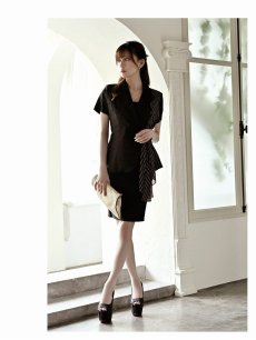 画像2: ※一部予約販売※キャバスーツ サマースーツ 半袖 XXL 大きいサイズ おしゃれ Belsia.LUX(S/M/L/2L/3L)(ブラック(M/L/2L/3L/5月中旬)) (2)