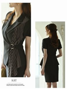 画像5: ※一部予約販売※キャバスーツ サマースーツ 半袖 XXL 大きいサイズ おしゃれ Belsia.LUX(S/M/L/2L/3L)(ブラック(M/L/2L/3L/5月中旬)) (5)