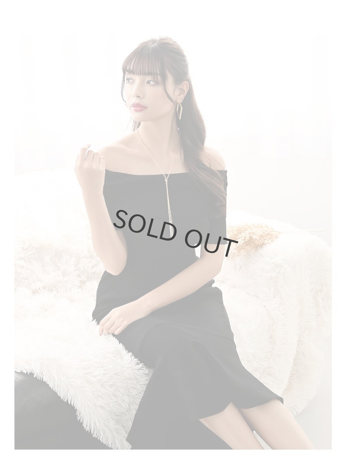 画像4: ワンピース キャバドレス ニット オフショル 膝丈 韓国ドレス 無地 DaysPiece(M)(ブラック/ピンク/ミント/アイボリー) (4)