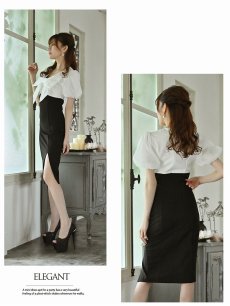 画像2: 袖付き 膝丈 パーティードレス お呼ばれドレス 結婚式 Belsia(S/M/L/XL)(ブラック) (2)