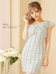 画像4: キャバドレス ミニ ツイード ピンク ブルー 高級ドレス エンジェルアール AngelR(S/M)(ピンク/ブルー) (4)