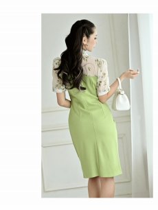 画像4: ※一部予約販売※ワンピース キャバドレス 袖付き 緑 同伴 膝丈 パーティードレス DaysPiece(S/M/L/XL/XXL)(ブラック/グリーン) (4)