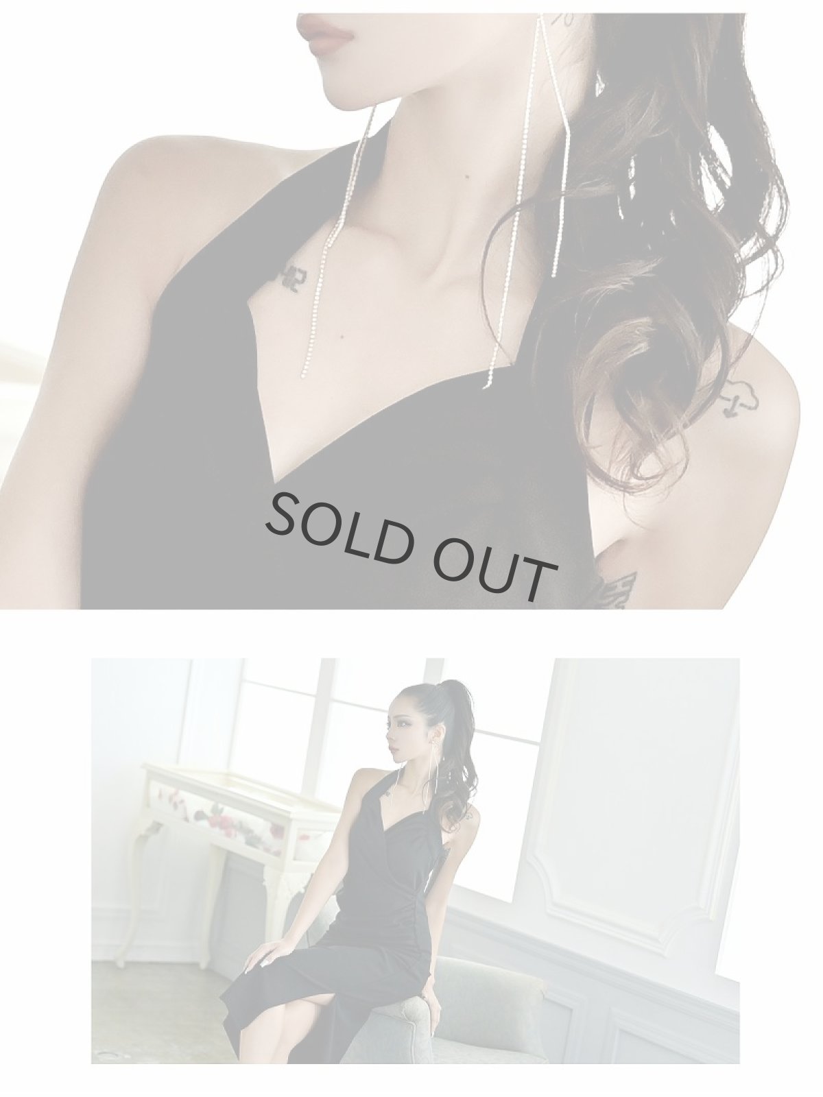 画像4: 黒 膝丈 韓国ドレス ホルターネック フォーマルドレス DaysPiece(S/M/L)(ブラック) (4)