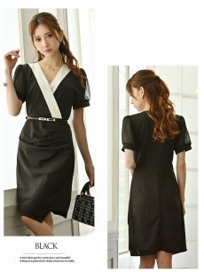 画像5: シンプルブラックシアーキャバワンピース 加賀美早紀 着用ドレス【Belsia/ベルシア】(M/L/XL/XXL)(ブラック) (5)