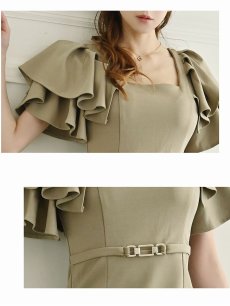 画像3: 袖あり タイト ストレッチ キャバ嬢ドレス 大きいサイズ Belsia(S/M/L/XL)(ロイヤルブルー/ワイン/グレージュ) (3)