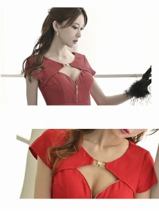 画像3: キャバドレス ミニ バストカット ジッパー ゴールド クリスマス ラメ Belsia.LUX(S/M/L)(ローズ) (3)