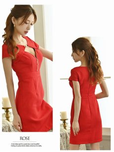 画像5: キャバドレス ミニ バストカット ジッパー ゴールド クリスマス ラメ Belsia.LUX(S/M/L)(ローズ) (5)